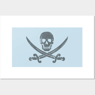 Baby Blue Pirate Skull and Crossbones Posters and Art